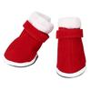 4 шт. Теплые рождественские тапочки из хлопка для домашних животных, нескользящие, с липучкой для собак и кошек, зимние сапоги