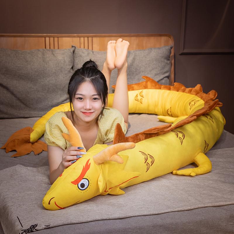 220cm Lifelike Plush Dragon Stuffed Chinese Mythological Creatures Fluffy Dragon Pillow Simulation Toys Kids Toys Home Decor