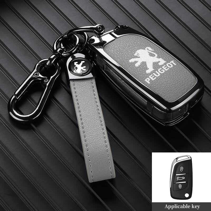 Zinc Alloy Car Key Case Cover For Peugeot 301 308 408 508 2008 308S 3008 4008 5008 307 Accessories Leather Keychain Bag Holder