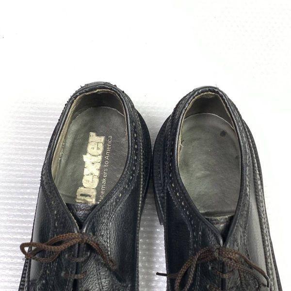 80s 90s Vintage USA Made Dexter Size 9.5C 26.5 27.0cm Long Wingtip Black(USED)