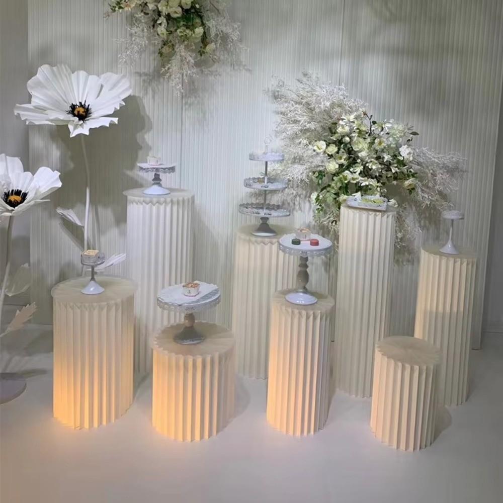 White Roman Pillar Dessert Rack Foldable Table Columns Cylinder Display Stand  Event Display