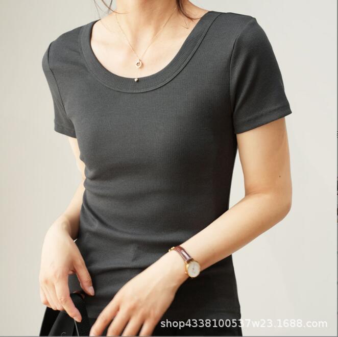 2024 Women's U-Neck Cotton Short-Sleeve Loose Slim Fit T-Shirt