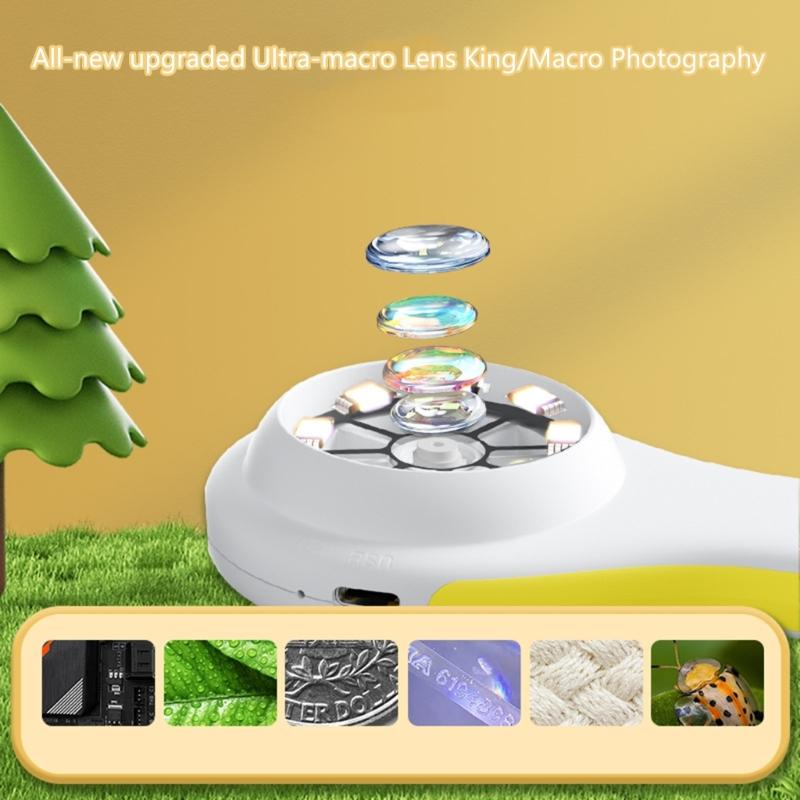 Portable 2MP Magnifier with Camera Function for Kid Student Experiments and Outdoor Observations Educational Exploration