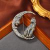 Luxury Full Crystal Moon Cat Exqusitie Badges Pins For Women Fashion Design Suit Clothing Brooches Party Women's Corsage