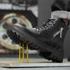 New 2024 Fashion Black Leather Men Work Safety Boots Zip Ankle Indestructible Steel Toe Cap Anti Smashing Shoes Male Footwear