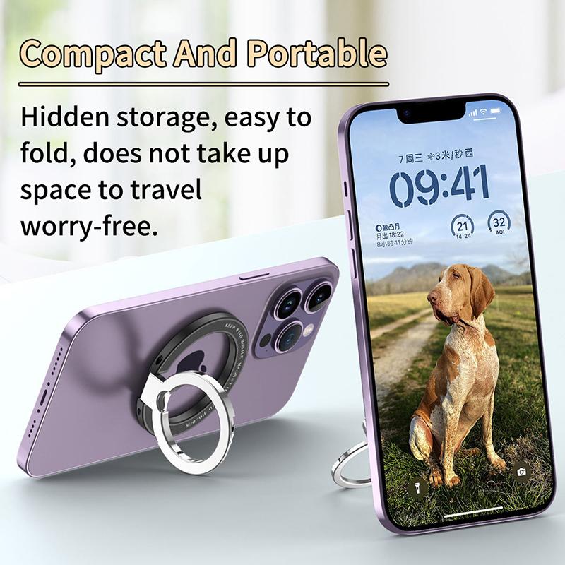 VAORLO Original For Magsafe Magnetic Stand Mini Alloy Portable Foldable Desktop Holder Magnet Finger Ring Bracket For iPhone 12 13 14 Pro