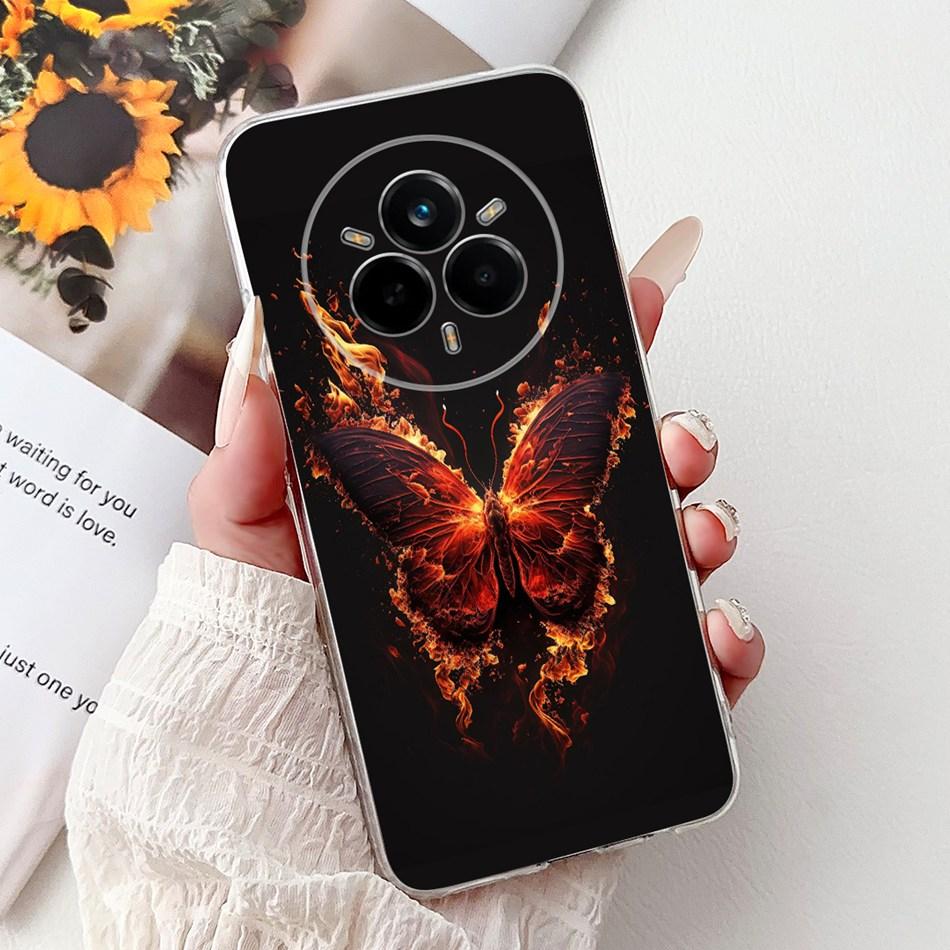 Для Realme 14 Pro 14Pro+ Элегантный чехол для телефона с цветочным принтом и кошкой Для Realme 14 Pro Plus 14Pro 5G Мягкие силиконовые ТПУ чехлы