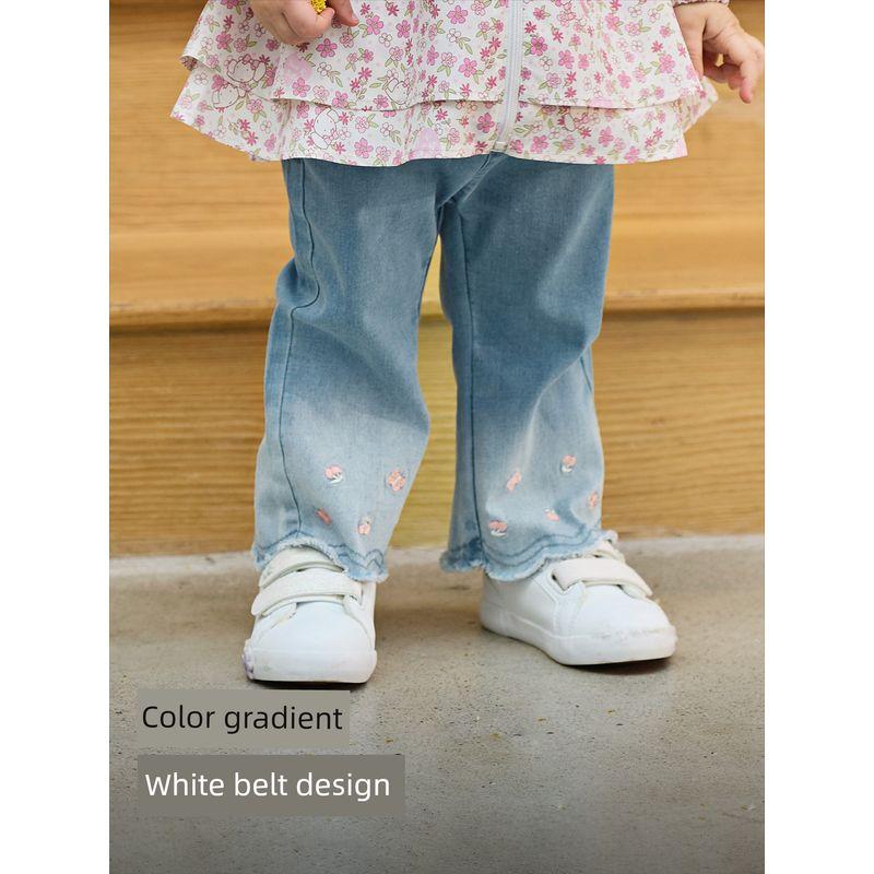 David Bella Children's Pants 2026 New Model Girls' Jeans Baby Girl Cropped Pants Class a Spring Outfit Flared Pants