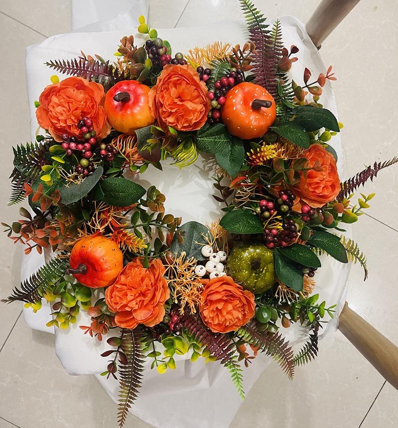 Хэллоуин осень осень венок тыква кленовый лист гирлянда декор передней двери и окна