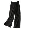 Women Casual Pants Elastic Waistband Slacks Color Straight with Pockets Solid High Waist Wide Leg Long