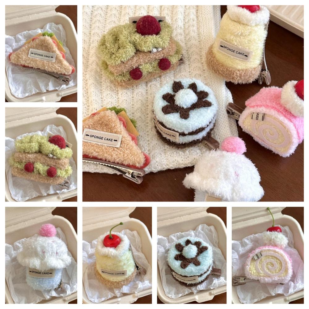 Puff Afternoon Tea Dessert Hair Clip Cupcake Strawberry Cake Plush Pendant Hair Styling Accessory