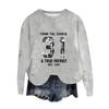 Women's Fashion Round Neck Pullover Top Long Sleeve Tee Printed Sweatshirt