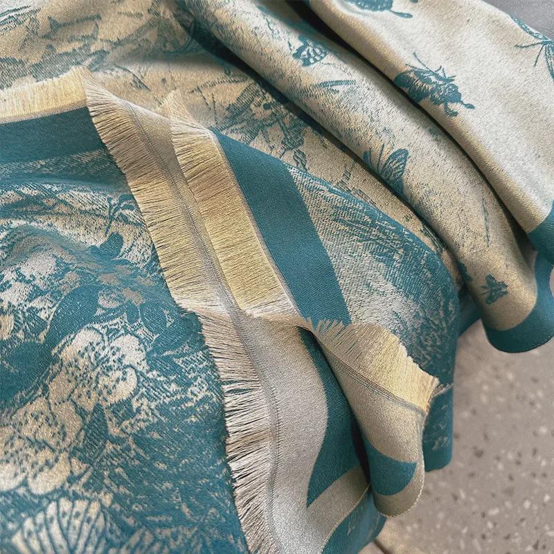 2024 Корейский шарф из хлопка Tencel с имитацией кашемира и бабочки: Двусторонняя шаль для офисов и кондиционируемых помещений.