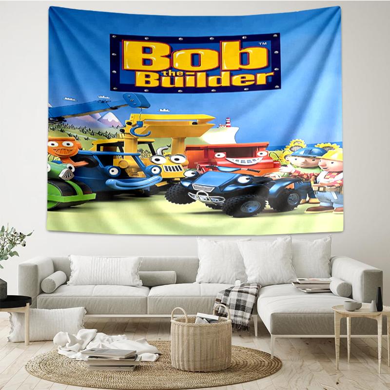 Bob-the-Builder Print Tapestry, Backdrop, Easy Setup, Ideal for Bedroom, Office & Living Room, with Aesthetic Wall Hanging Decor.
