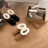 Womens Short Snow Boots Winter Warm Wool Lined Flat Heel Round Toe Slip-On Ankle Boot