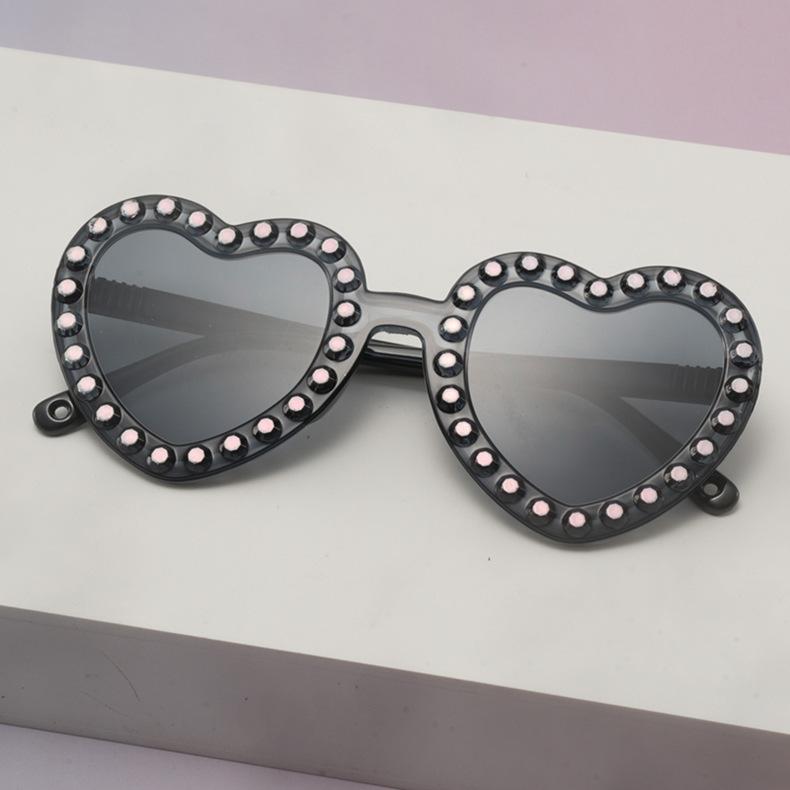 2026 Girls Heart Sunglasses Pearl Decor UV Blocking Shades For Birthday Festivals And Outdoor Play KJ185