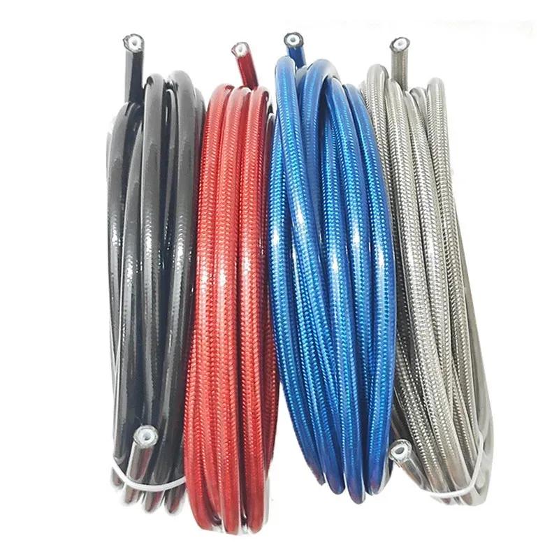 1M AN3 Motorcycle Braided Stainless Steel Nylon Brake Line Hose Fluid Hydraulic Hose Ptfe Brake Line Gas Oil Fuel Tube Pipe