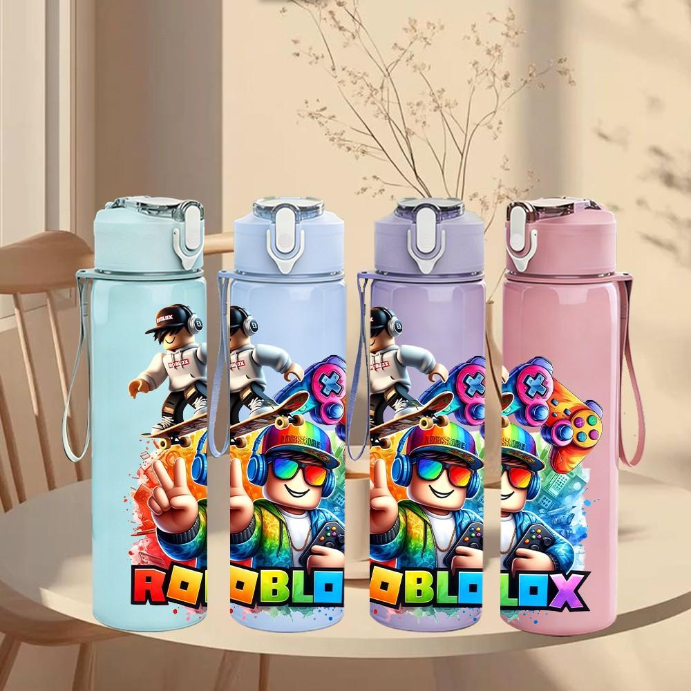 1PC Colorful Game Kids Figure 750ml Color Plastic Sports Water Bottle Leakproof Flip Straw Lid Suitable for Sports Office Home Use