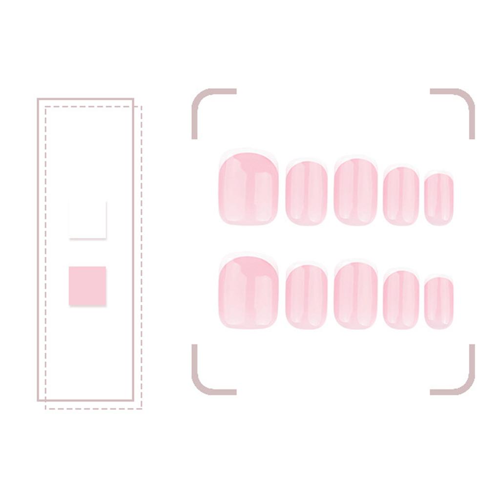 24 шт. Короткие квадратные накладные ногти с глянцевым акриловым покрытием для французского маникюра для женщин и девочек