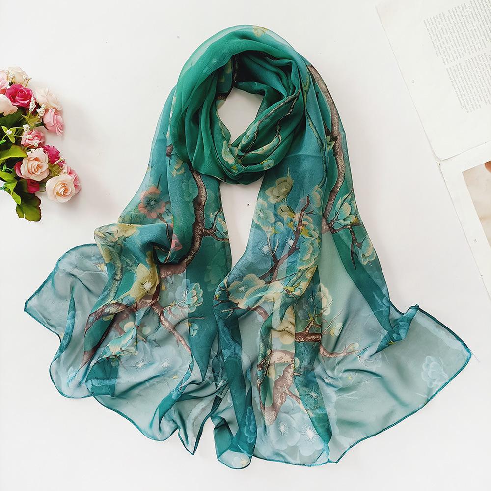 Women's Fashion Long Soft Flower Print Scarf Shawl Chiffon Scarves Beach Scarf