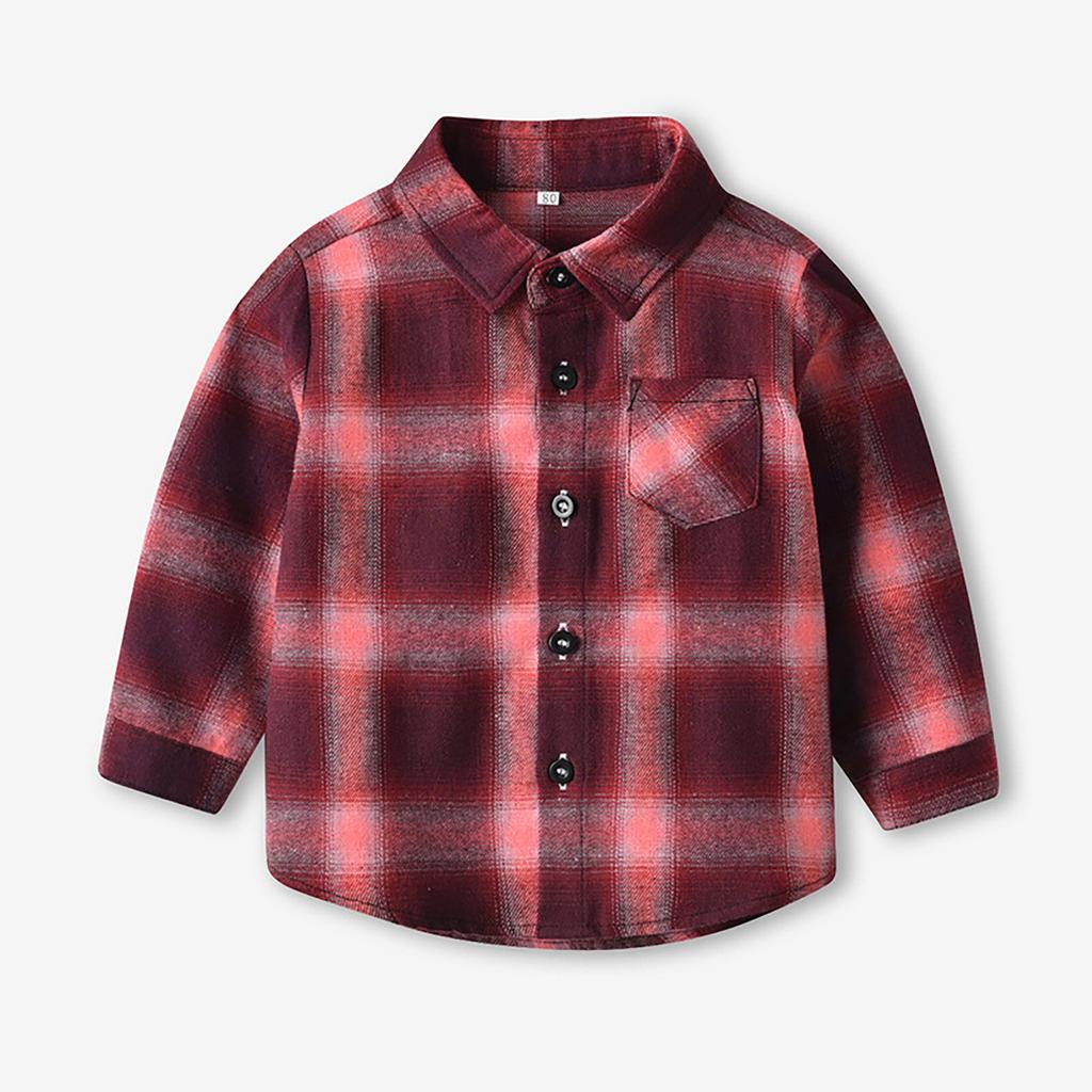 Kids Toddler Flannel Shirt Jacket Plaid Long Sleeve Lapel Button Down Shacket Baby Boys Girls Fall Shirt Coat Outwear