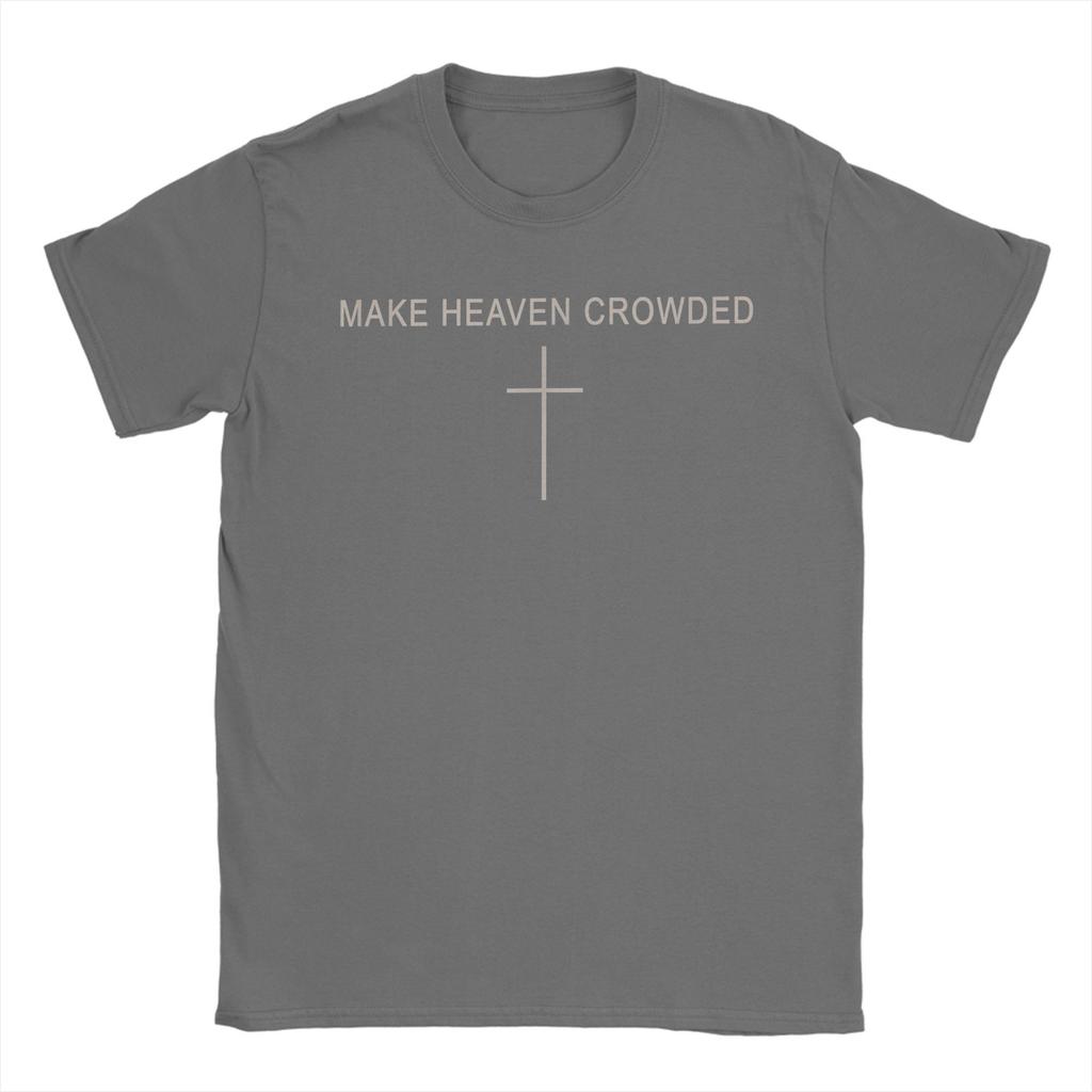 Men's Make Heaven Crowded Cross Subtle Christian Faith Minimalist T-Shirts Clothing Summer Short Sleeve T-Shirt Plus Size