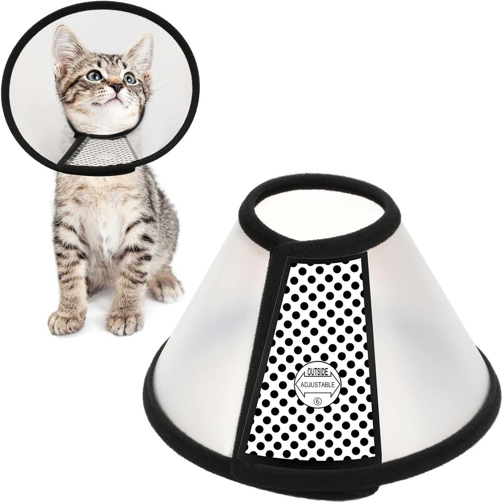 Adjustable Recovery Pet Cone E-Collar , Plastic Elizabeth Protective Collar Wound Healing Practical Neck Cover, Neck Girth 6.1 in