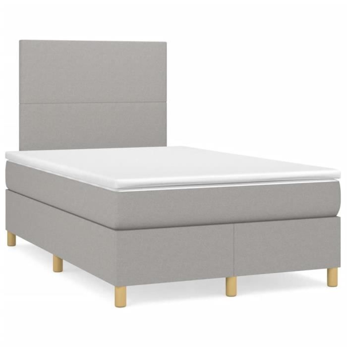 3142161 vidaXL Divan Bed with Mattress Light Grey 120x200cm Fabric