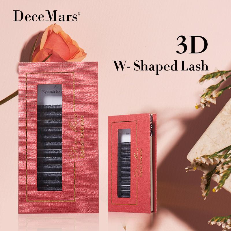 DeceMars 3D W-образные Наращивание Ресниц 3 Пучка Завиток C/D Высокое Качество Индивидуальные Ресницы