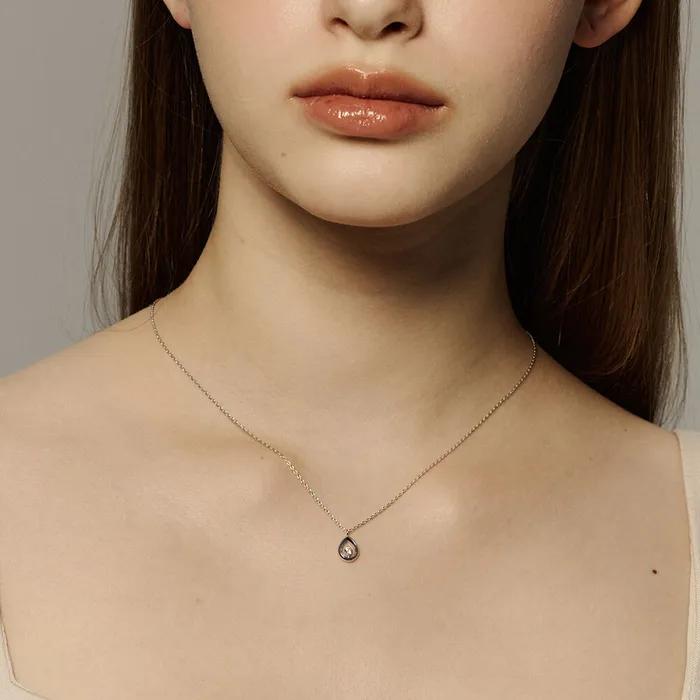 [STONEHENGE] Silver Teardrop Necklace SC25A36E
