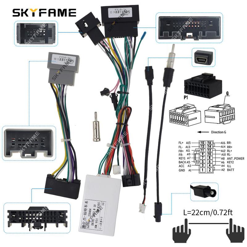 SKYFAME Автомобильный 16-контактный адаптер жгута проводов Canbus Box Декодер Кабель питания для Android-радио для Ford Fiesta Ecosport G-RZ-FD61/FD16.10