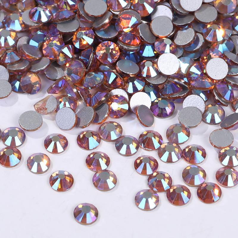 Цветной АБ Хрусталь Плоское Дно Сверло Круглое Сверло для Ногтей Сделай Сам Красочные Украшения для Ногтей