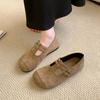 Korean Soft-soled Retro Round-headed Mary Jane Single Shoes Women's Versatile Gentle Suede Flat-soled Doudou Shoes Women