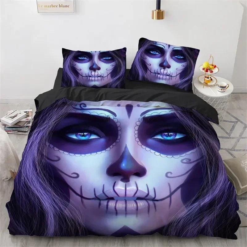 3D Print Skull Vintage Sugar Skull Girl Comfortable Duvet Cover Pillowcase Bedding Set Children Bedroom Decoration Home Textile