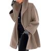 Women's Wool Blend Trench Coat Hooded Single-Breasted Pea Coat Fall Winter Thick Warm Jacket Casual Mid-Long Overcoat