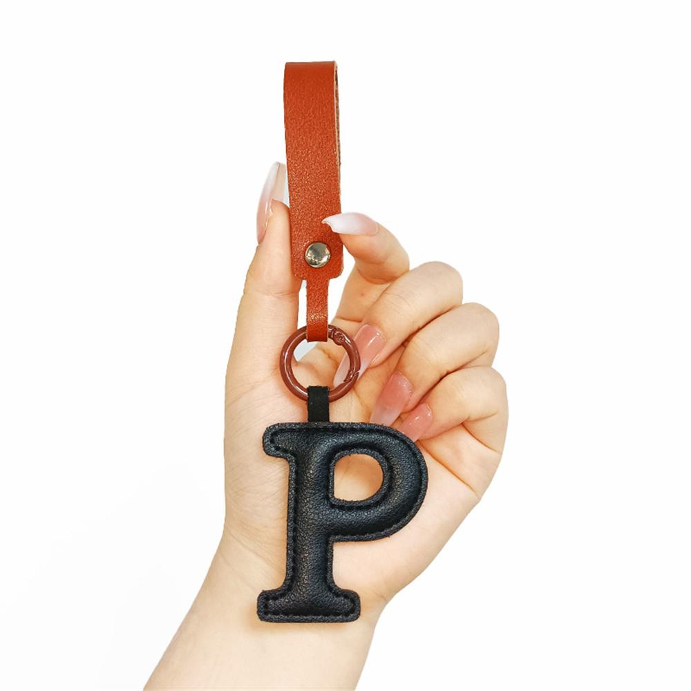 Creative PU Leather 26 Letter Keychains Fashion Alphabet Keyrings Handbag Ornaments Pendant Car Key Holder Accessories Gifts