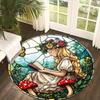 Fairy Tale Forest Reading Flannel-printed round floor mats are slip-resistant Suitable for living bedroom terrace garden carpets