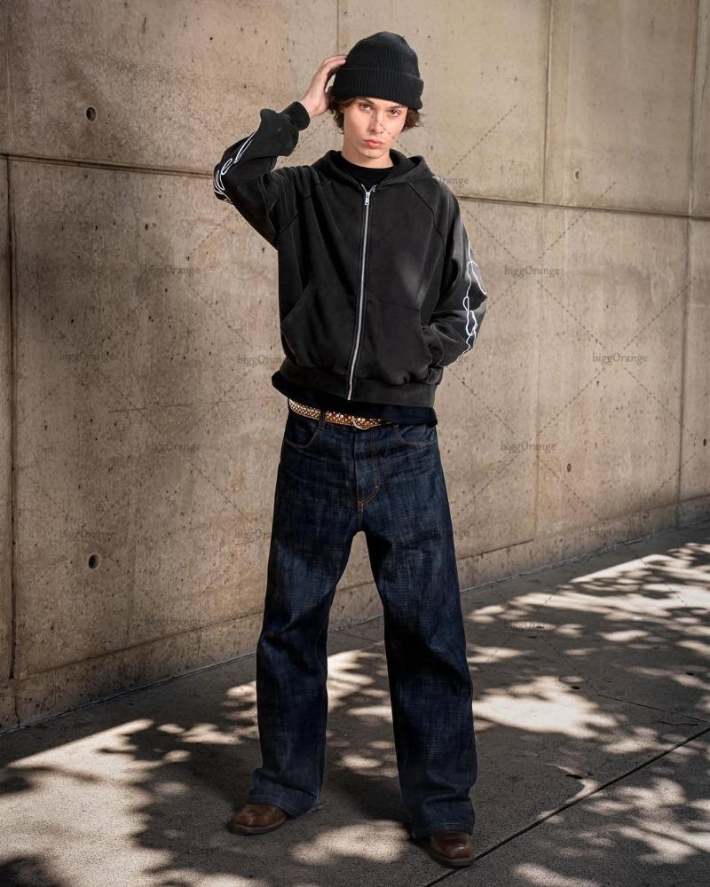 Ретро Харадзюку Буквы Полоски Модный Оверсайз Худи Мужской 2025 Американское Лето Повседневный Панк Свободный На Молнии Худи Женский