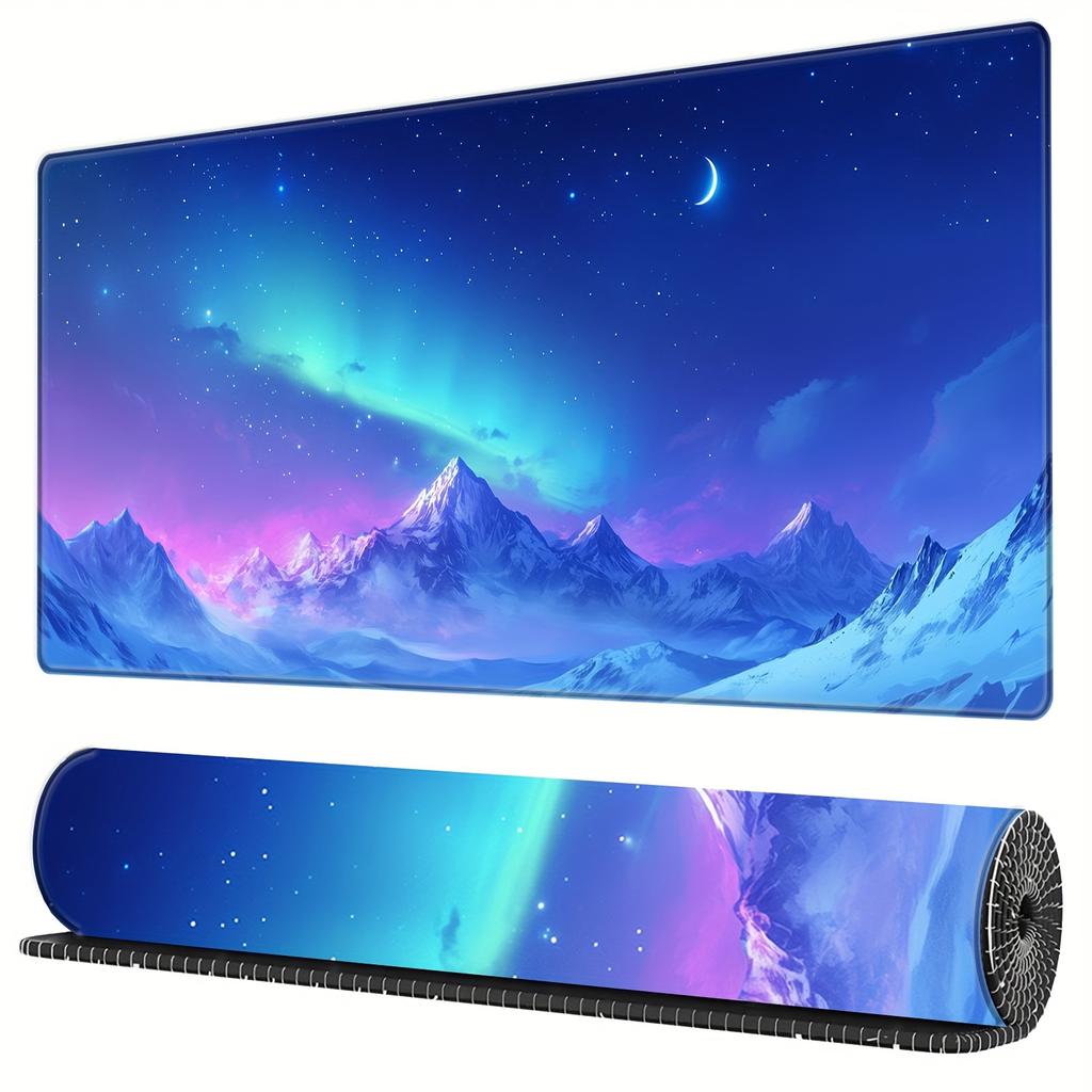 Bachrax XXL Игровой коврик для мыши Большой расширяемый настольный коврик нескользящая резина Аврора Снежная гора подарок игроку настольные аксессуары