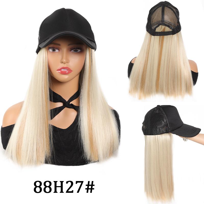 Парик из губчатой ​​шляпы с черным утиным языком, длинные прямые волосы, женский синтетический парик регулируемого размера, легко носить, подходит для ежедневного использования