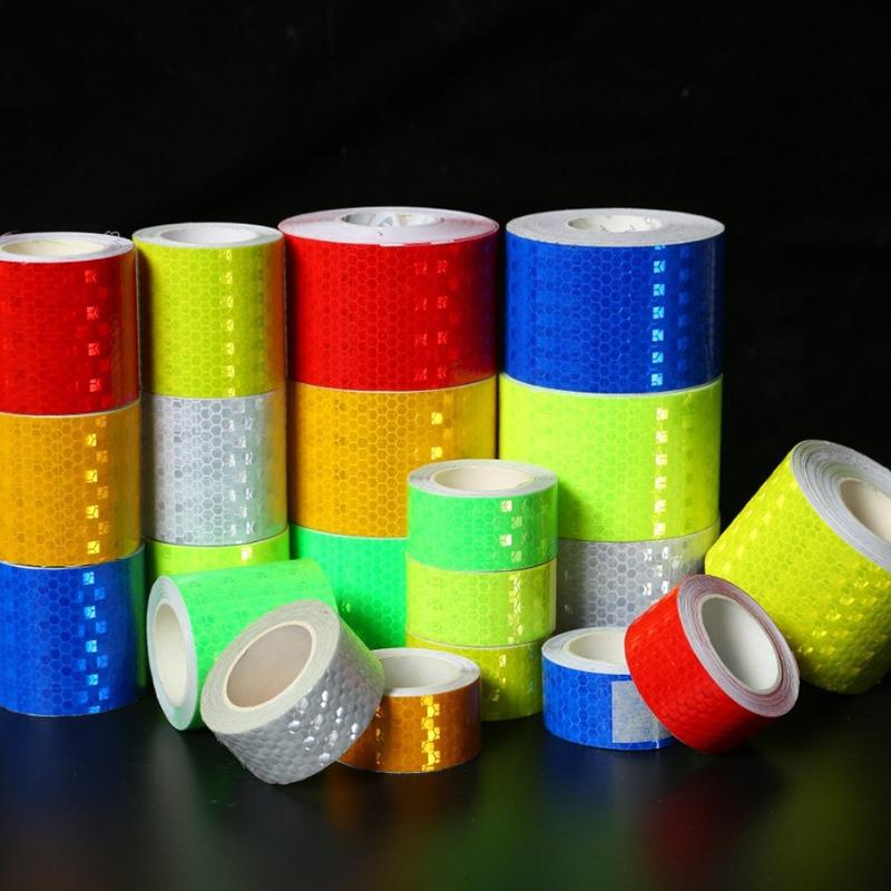 5cm 1/5/8/10/20m Reflective Tapes Reflectors Warning Tape Night Safety Sticker White Red Orange Green For Bicycle CarPinstriping Tape 3