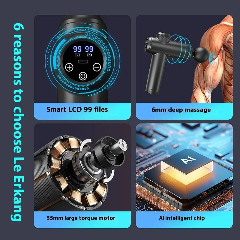 Professional grade LCD intelligent screen fascia gun multifunctional home fitness and relaxation mini massager for muscles