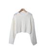 New Arrivals Open Run Women Loose Fit Crop Long Sleeve Knit Classic Waffle