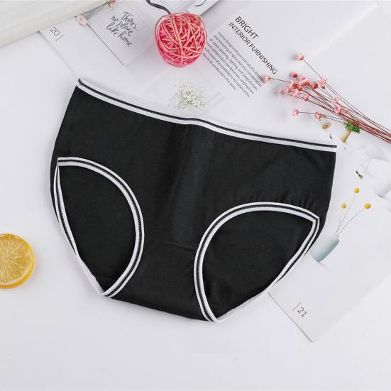 Cute Girls Solid Color Low Waist Slim Panties Breathable Cotton Underwear Briefs