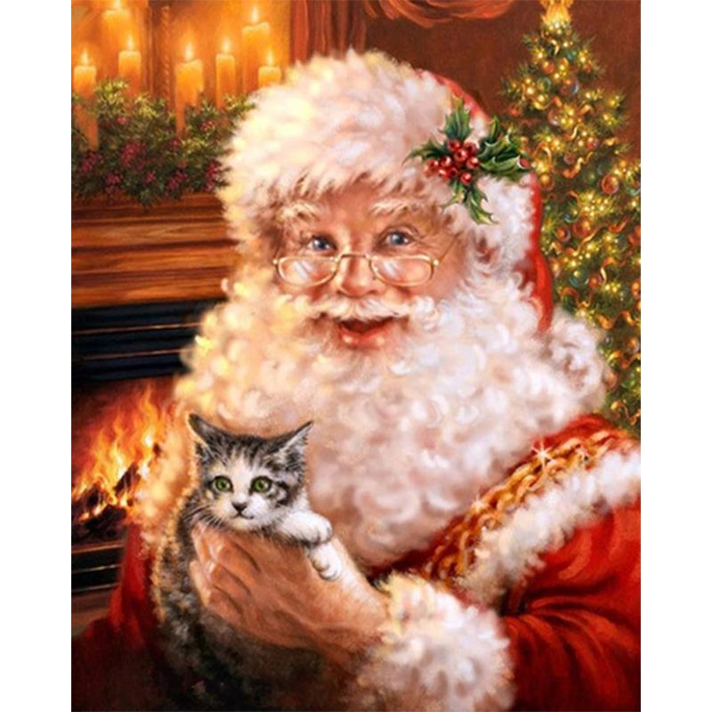 5D Diy Алмазная картина Зимний Санта-Клаус Набор для вышивки крестом Полная вышивка Мозаика Художественная картина со стразами Рождественский подарок