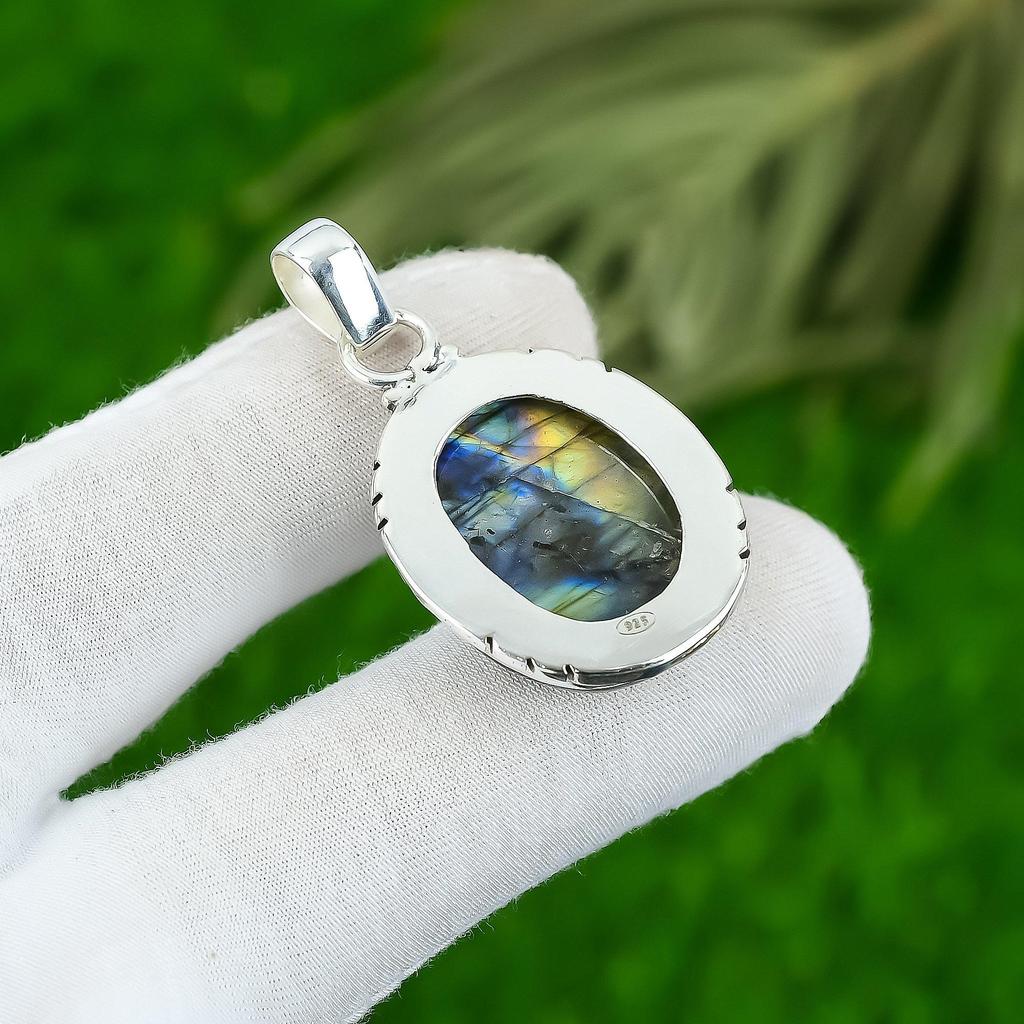 Gift For Her 925 Sterling Silver Natural Labradorite Gemstone Jewelry Pendant