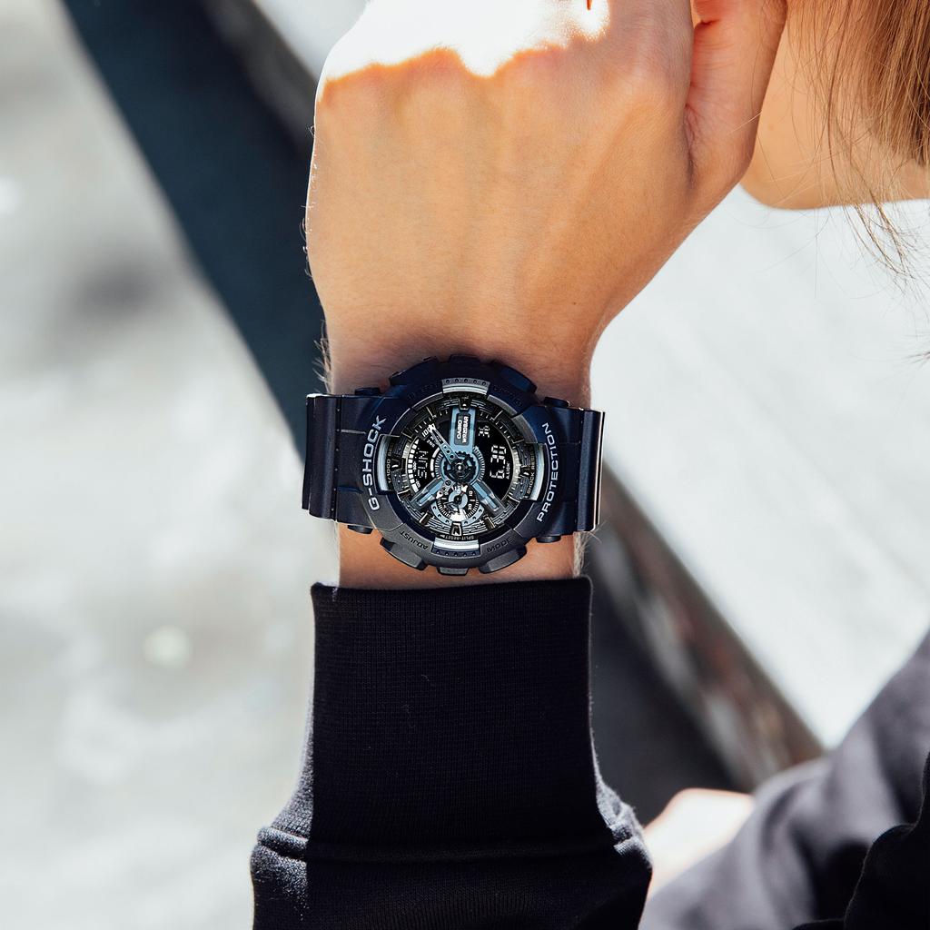 Casio Мужские часы G-SHOCK, смола, водостойкость 200 м, цифровые, ударопрочные, кварцевые, GA-110-1B