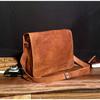 Мужская классическая коричневая сумка-мессенджер ручной работы из натуральной козьей кожи, винтажная сумка