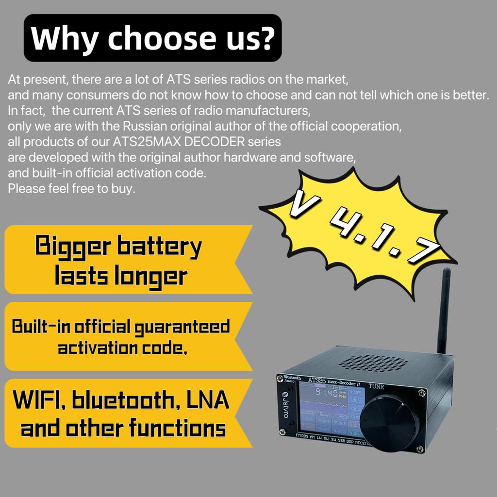 Декодер ATS-25MAX V2 2,4-дюймовый сенсорный экран Портативный полнодиапазонный радиоприемник с любительской частотой