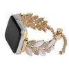 Alloy Watch Band for Apple Watch Series 10 Ultra 9 8 7 SE 6 5 4 3 2 1 46mm 49mm 45mm 44mm 42mm Leaf Style Rhinestone Decor Strap